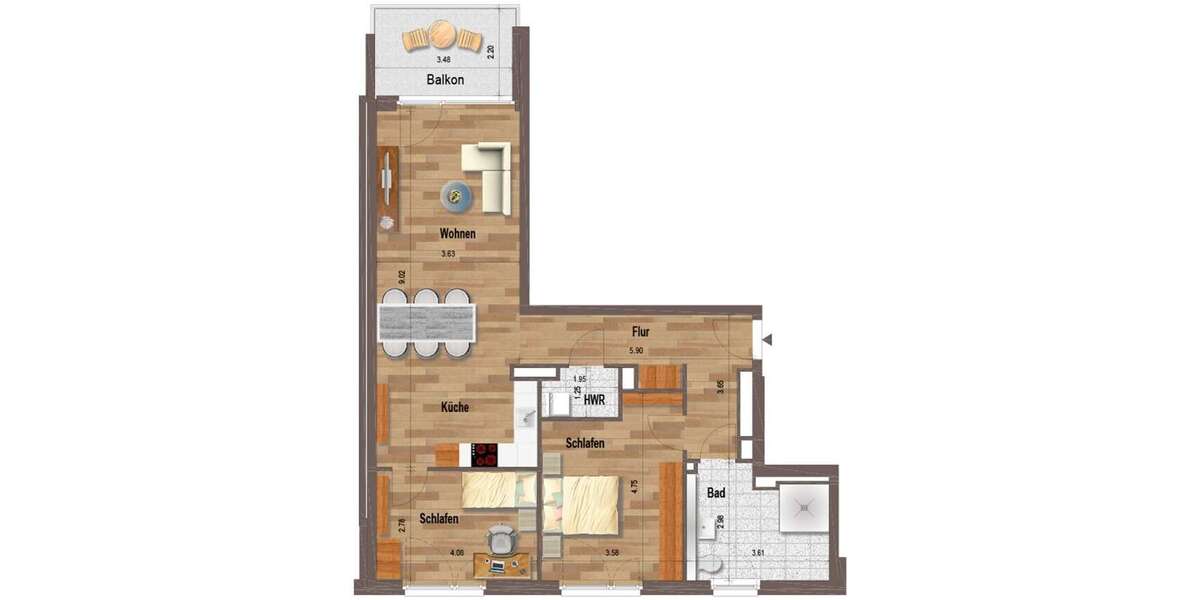 Etagenwohnung Mönchengladbach Westend - 3 Zimmer, 88 m&sup2;, 1.150&euro; | Angebot:27426358